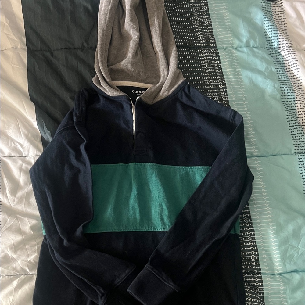 Old Navy Kid Dark Blue and Teal Hoodie Sweater